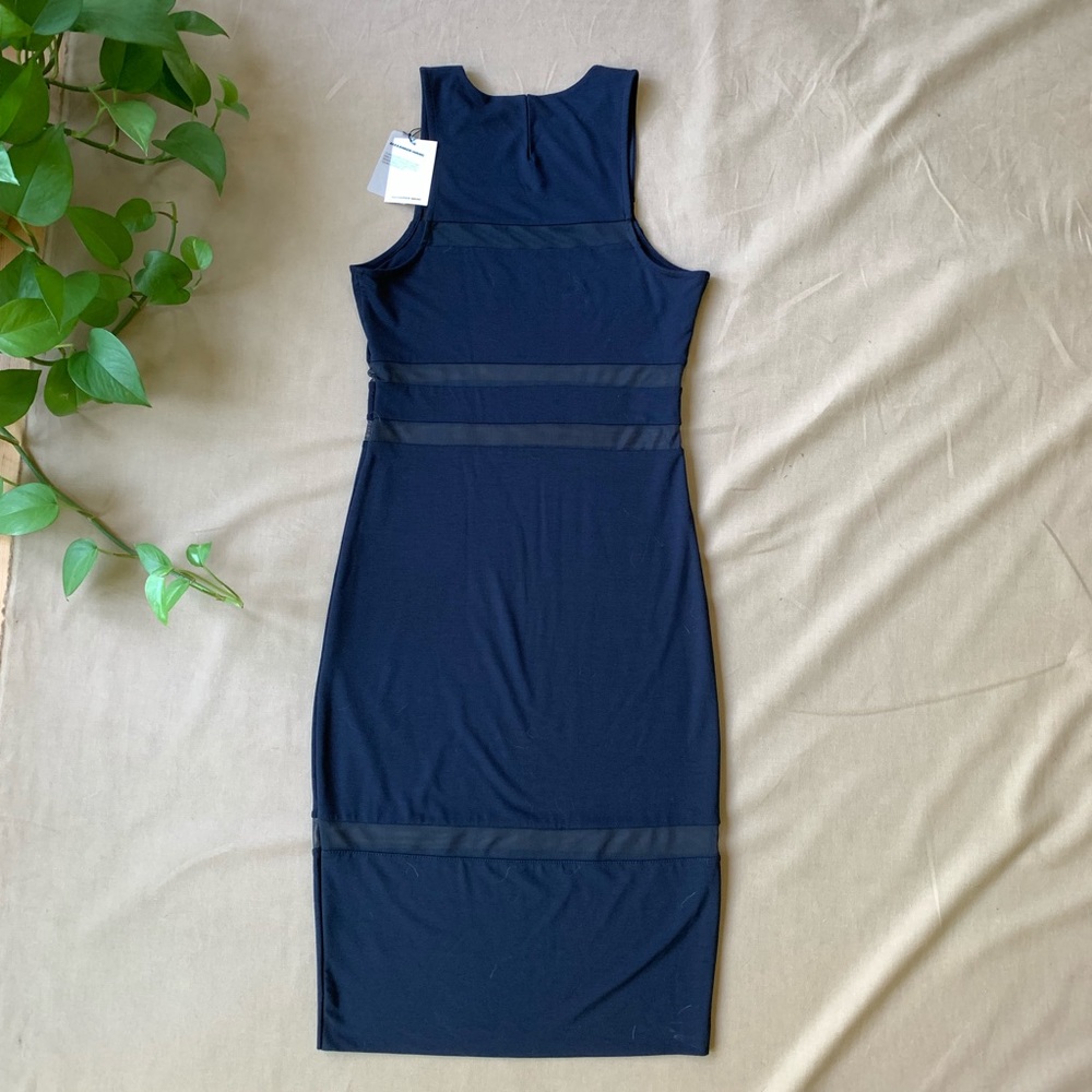 Alexander Wang Navy Blue Mesh Cutout Fitted Dress! - Picture 3 of 6